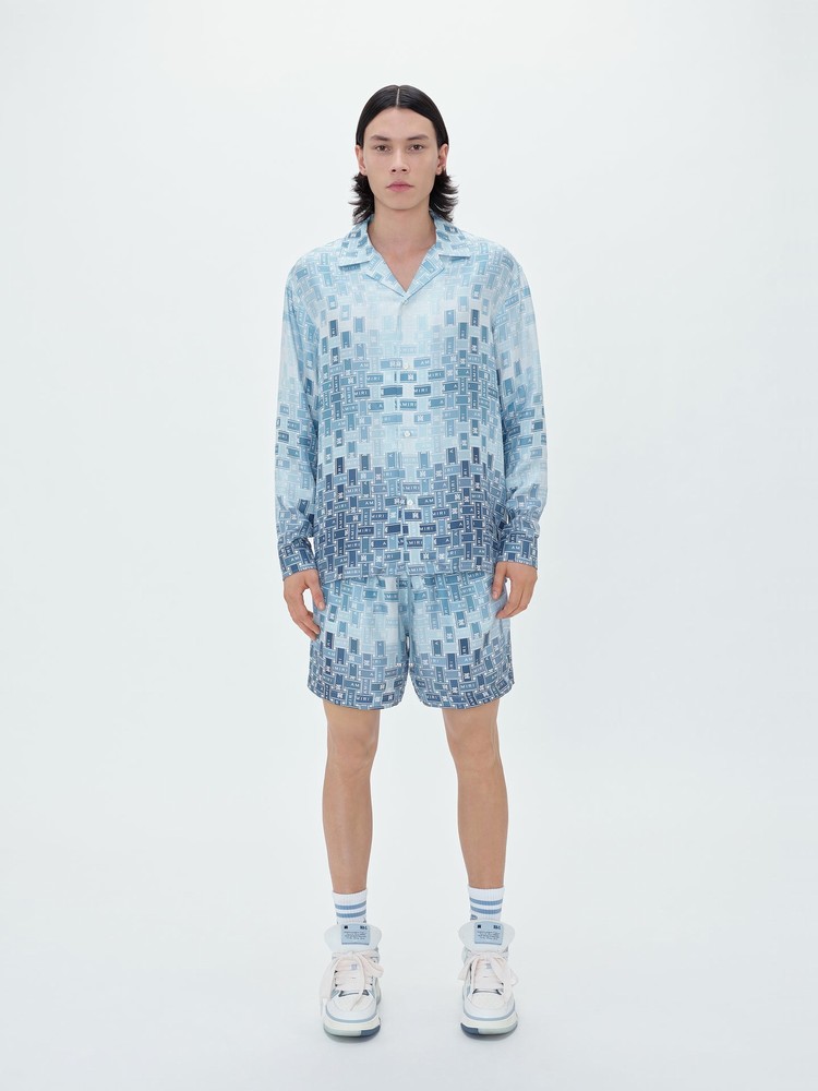 Amiri Gradient Tape Pj Skjorta Herr Blå | 85290-RHYM