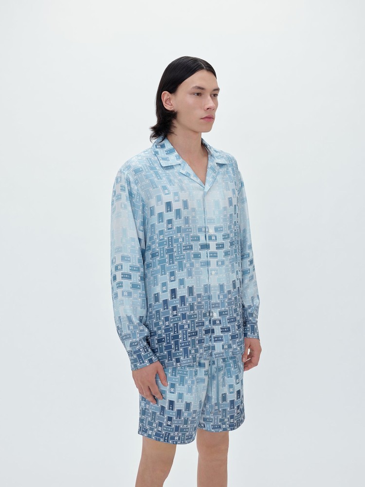 Amiri Gradient Tape Pj Skjorta Herr Blå | 85290-RHYM