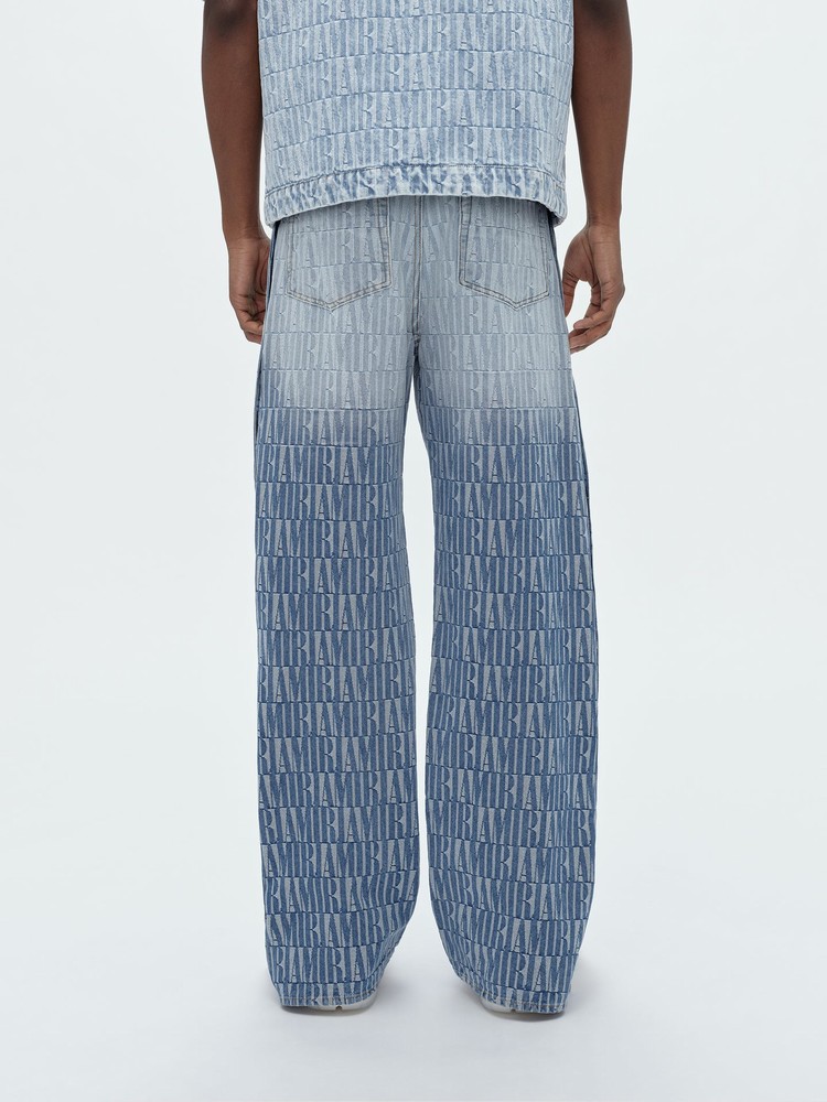 Amiri Jacquard Snap Off Jeans Herr Grå Indigo | 80264-PDJZ