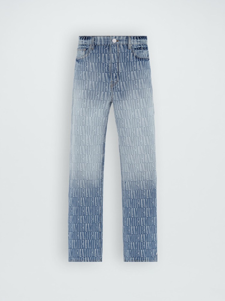 Amiri Jacquard Snap Off Jeans Herr Grå Indigo | 80264-PDJZ