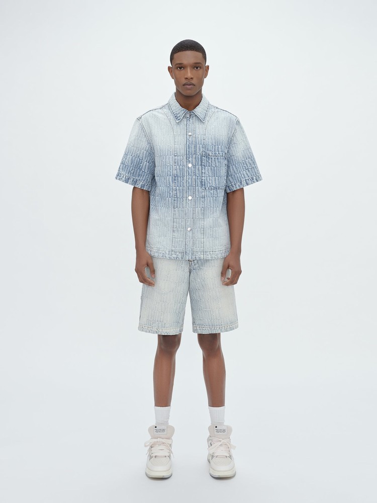 Amiri Jacquard Snap Off Shorts Herr Grå Indigo | 39207-FUDP