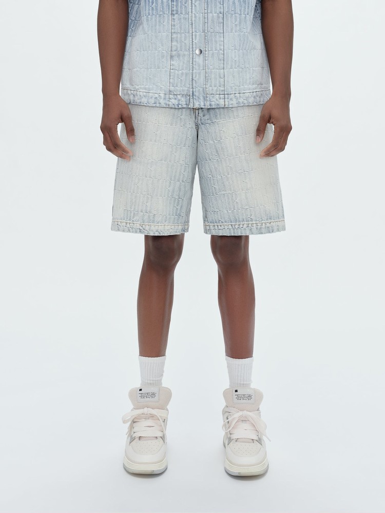 Amiri Jacquard Snap Off Shorts Herr Grå Indigo | 39207-FUDP