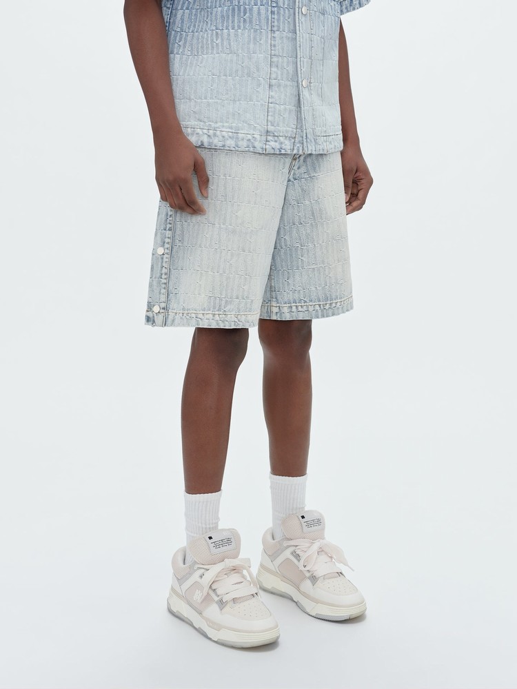 Amiri Jacquard Snap Off Shorts Herr Grå Indigo | 39207-FUDP