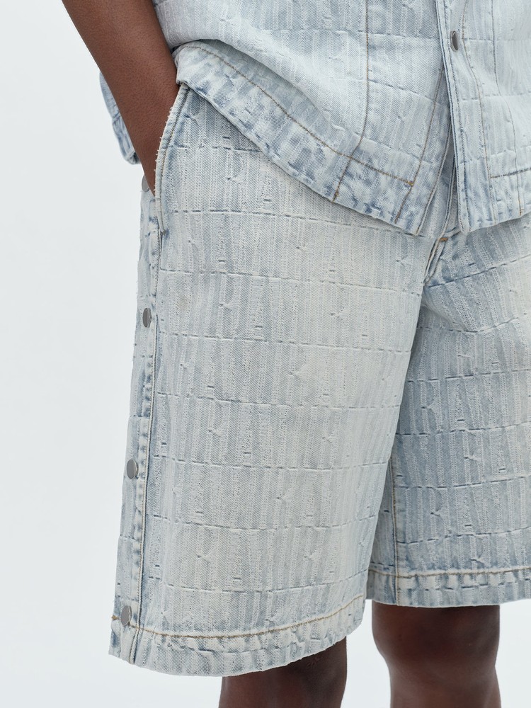 Amiri Jacquard Snap Off Shorts Herr Grå Indigo | 39207-FUDP