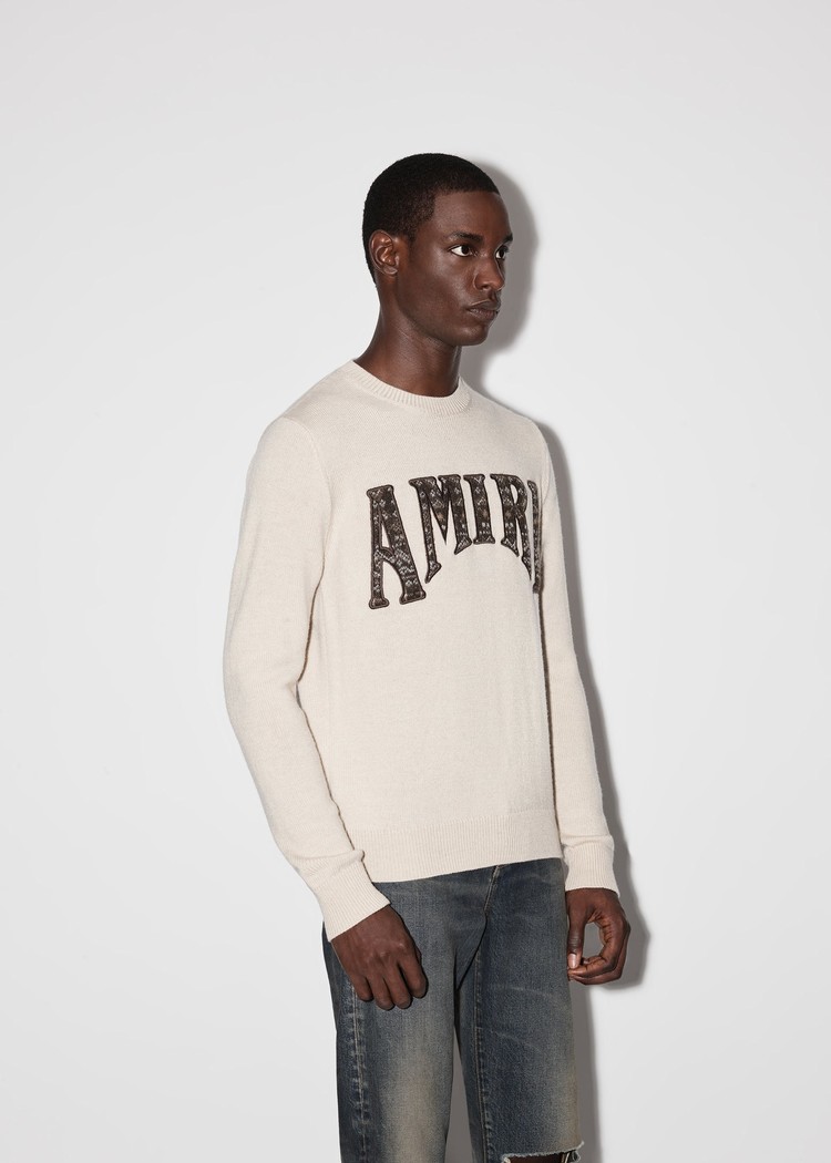 Amiri Logo Crewneck Tröjor Herr Vita | 78502-CADB