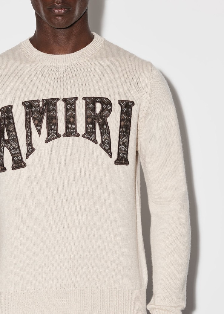 Amiri Logo Crewneck Tröjor Herr Vita | 78502-CADB