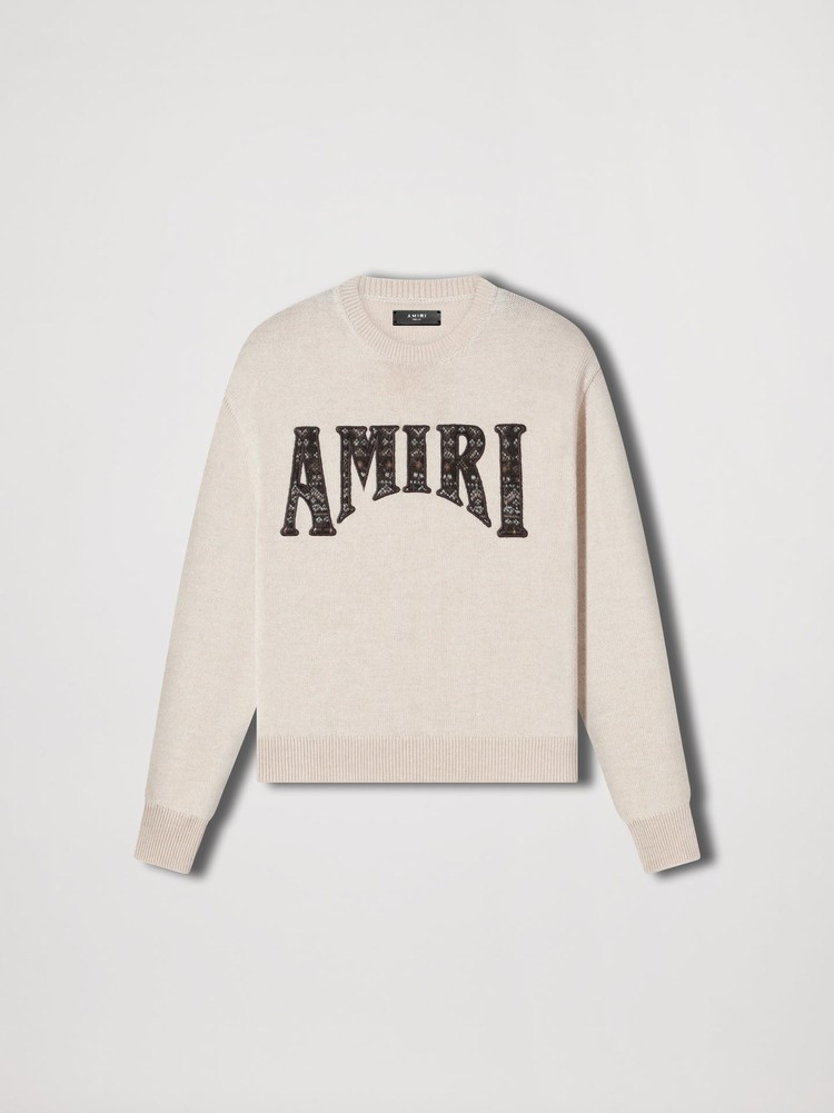 Amiri Logo Crewneck Tröjor Herr Vita | 78502-CADB