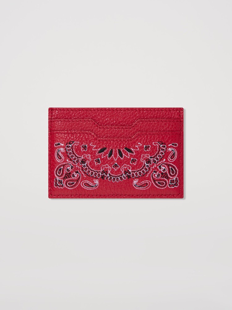 Amiri Läder Bandana Card Holder Plånbok Röda | 09621-KNCU