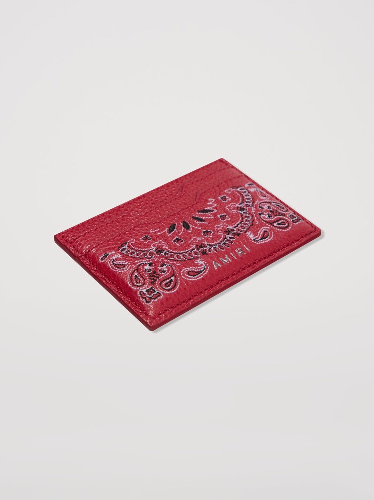 Amiri Läder Bandana Card Holder Plånbok Röda | 09621-KNCU