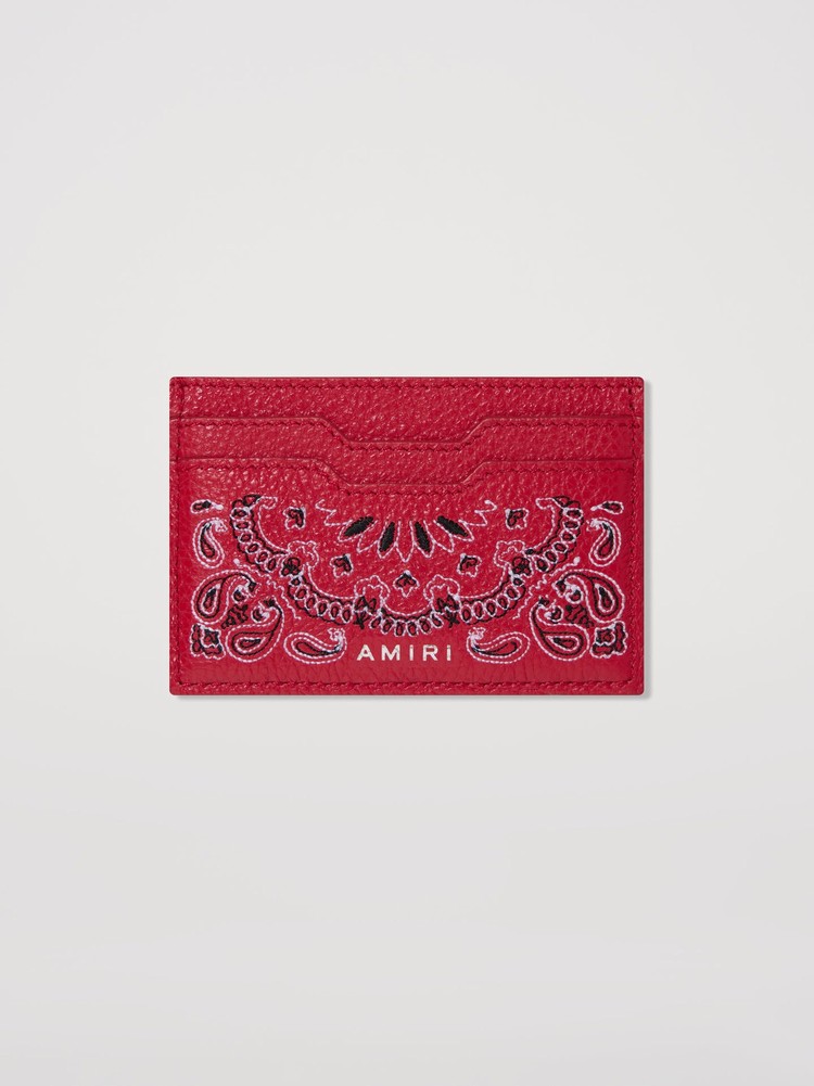 Amiri Läder Bandana Card Holder Plånbok Röda | 09621-KNCU