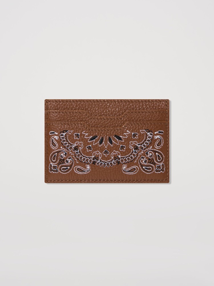 Amiri Läder Bandana Card Holder Plånbok Bruna | 79036-AKHD