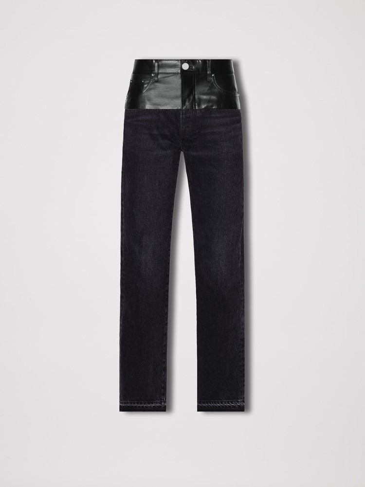 Amiri Läder Hybrid Hetero Jeans Dam Svarta Svarta | 74280-AFCH