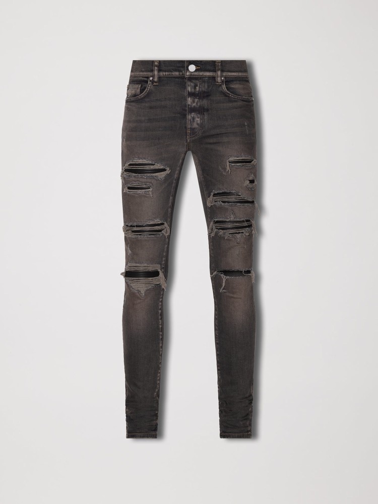 Amiri Läder Thrasher Jeans Herr Mörkindigo | 70642-JXVT