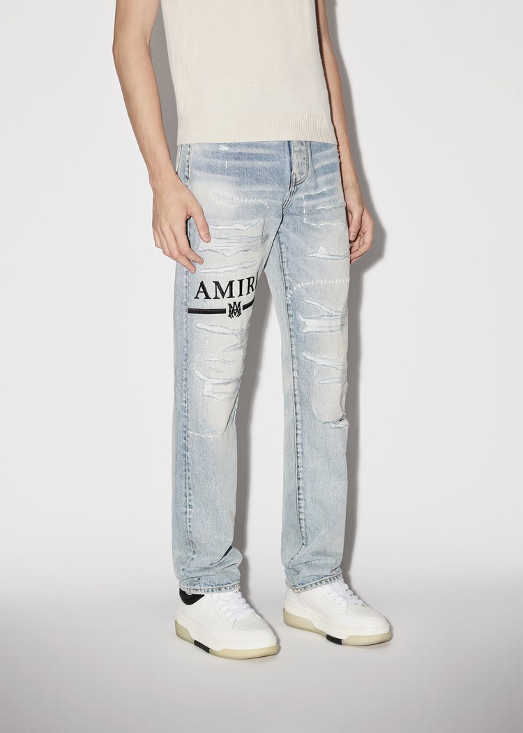 Amiri M.A. Bar Logo Hetero Jeans Herr Grå Indigo | 32416-CVOS