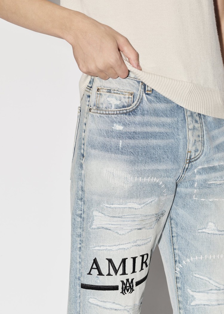 Amiri M.A. Bar Logo Hetero Jeans Herr Grå Indigo | 32416-CVOS