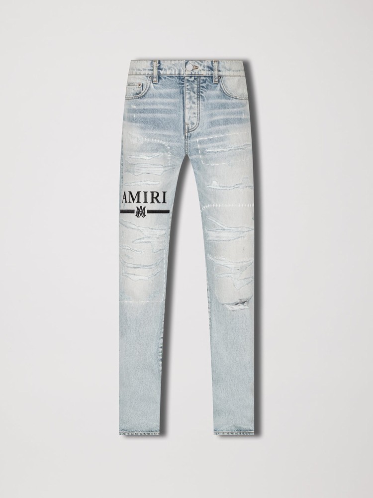 Amiri M.A. Bar Logo Hetero Jeans Herr Grå Indigo | 32416-CVOS