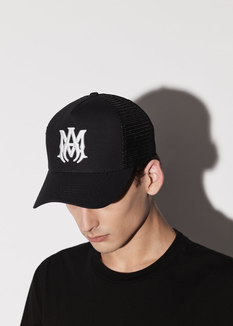 Amiri M.A. Logo Trucker Hatt Svarta Vita | 50986-UYIV