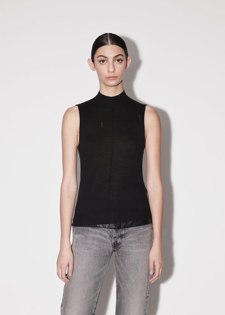 Amiri Mock Neck Halter Stickat Dam Svarta | 25791-FCVB