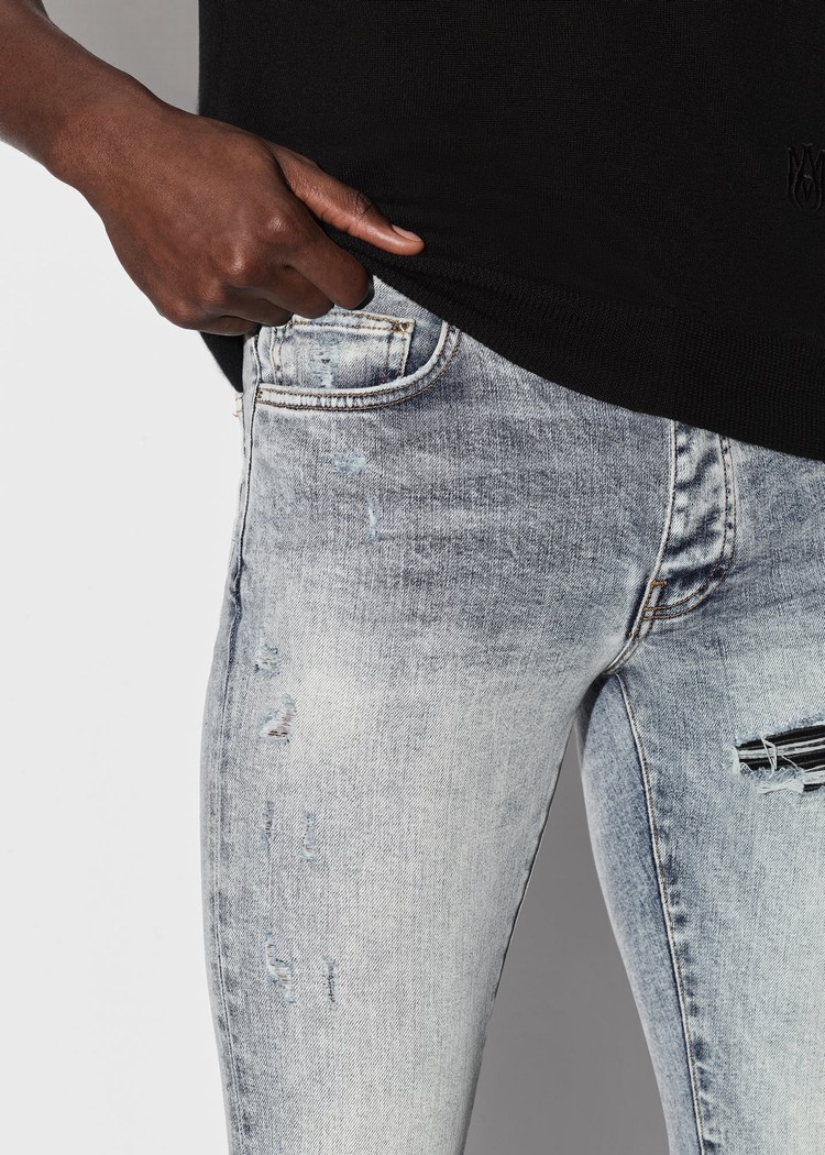 Amiri Mx1 Jeans Herr Grå Indigo | 15370-YVFL