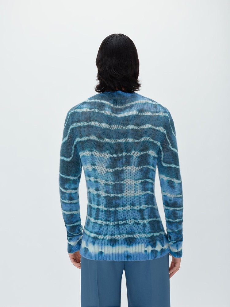 Amiri Open Stitch Tie-dye Crew Stickat Herr Blå | 10678-QHAR