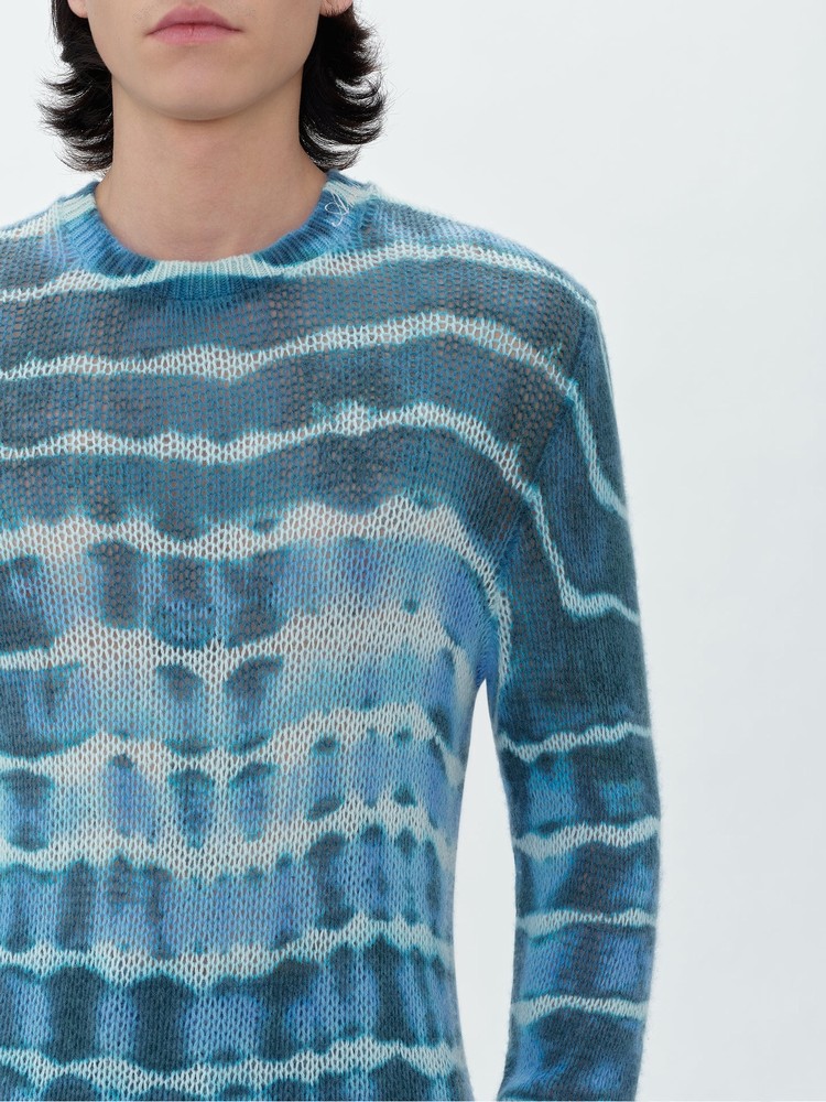 Amiri Open Stitch Tie-dye Crew Stickat Herr Blå | 10678-QHAR