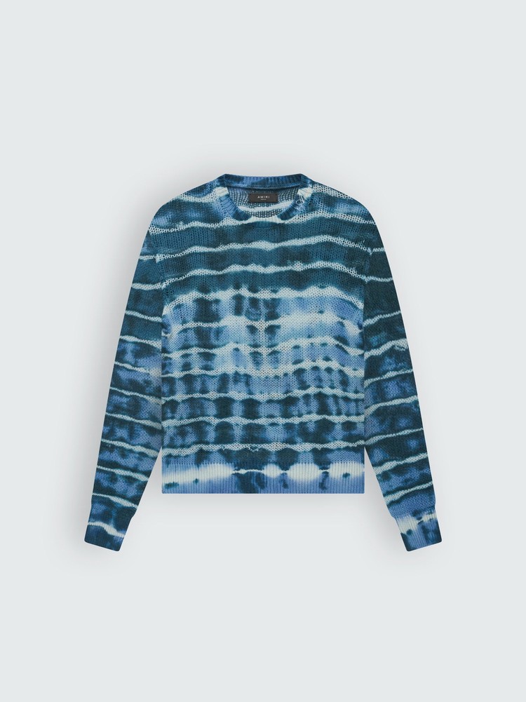 Amiri Open Stitch Tie-dye Crew Stickat Herr Blå | 10678-QHAR