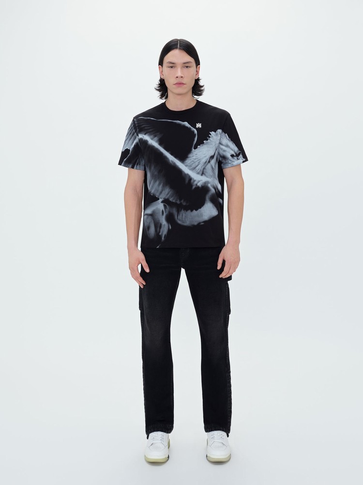 Amiri Oversized Pegasus T-shirt Herr Svarta | 41859-FDLX