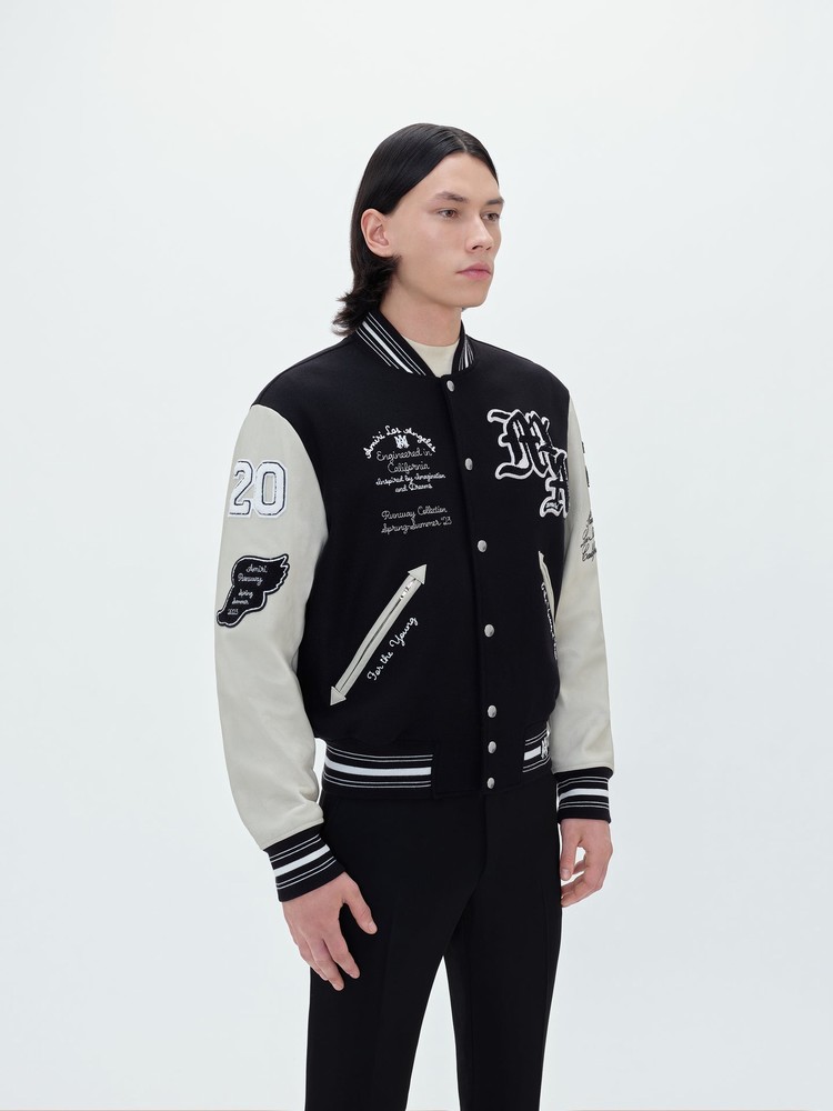 Amiri Oversized Varsity Jacka Herr Svarta | 21587-SWCF