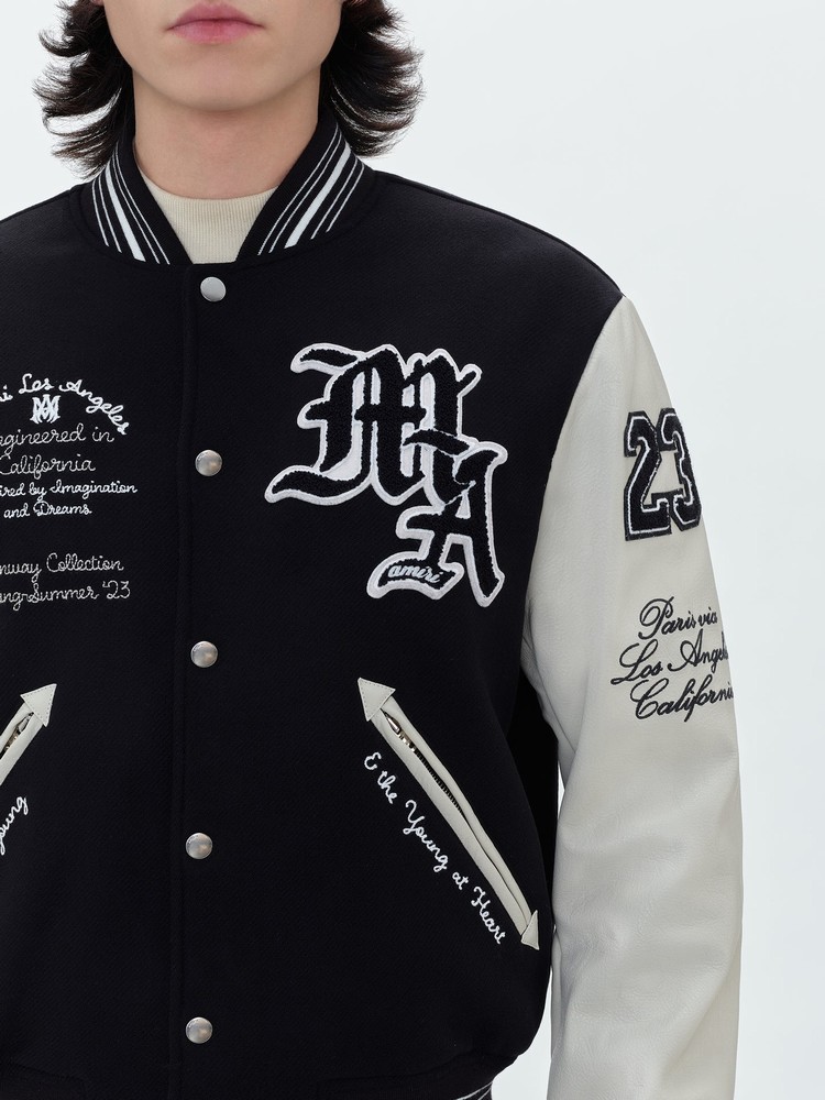 Amiri Oversized Varsity Jacka Herr Svarta | 21587-SWCF