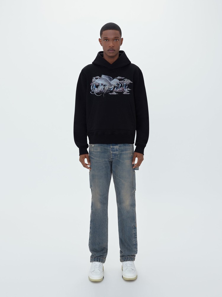 Amiri Pegasus Script Hoodie Herr Svarta | 72863-GCFS