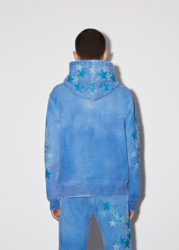 Amiri Pigment Spray Star Hoodie Herr Blå | 61978-ULKA