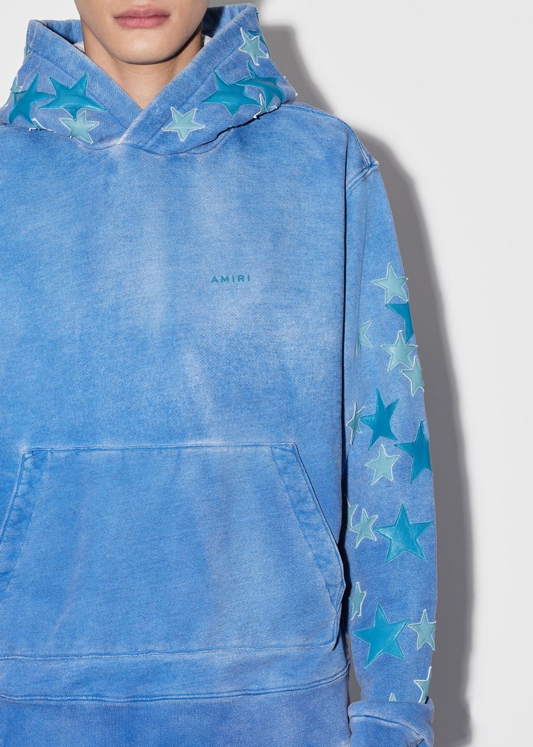 Amiri Pigment Spray Star Hoodie Herr Blå | 61978-ULKA