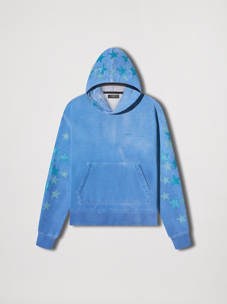 Amiri Pigment Spray Star Hoodie Herr Blå | 61978-ULKA