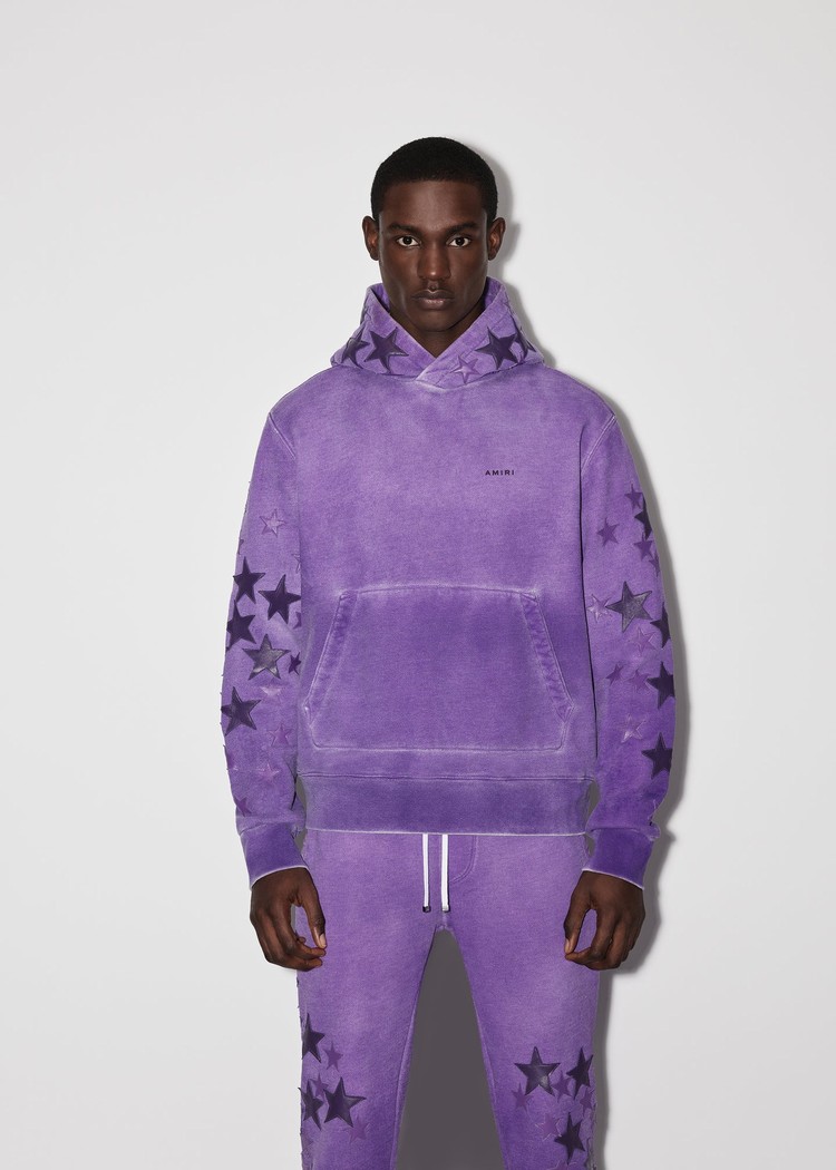 Amiri Pigment Spray Star Hoodie Herr Lila | 97350-QVDO