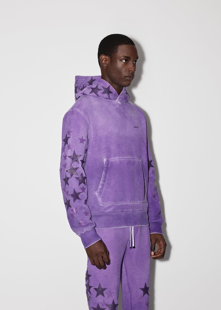 Amiri Pigment Spray Star Hoodie Herr Lila | 97350-QVDO