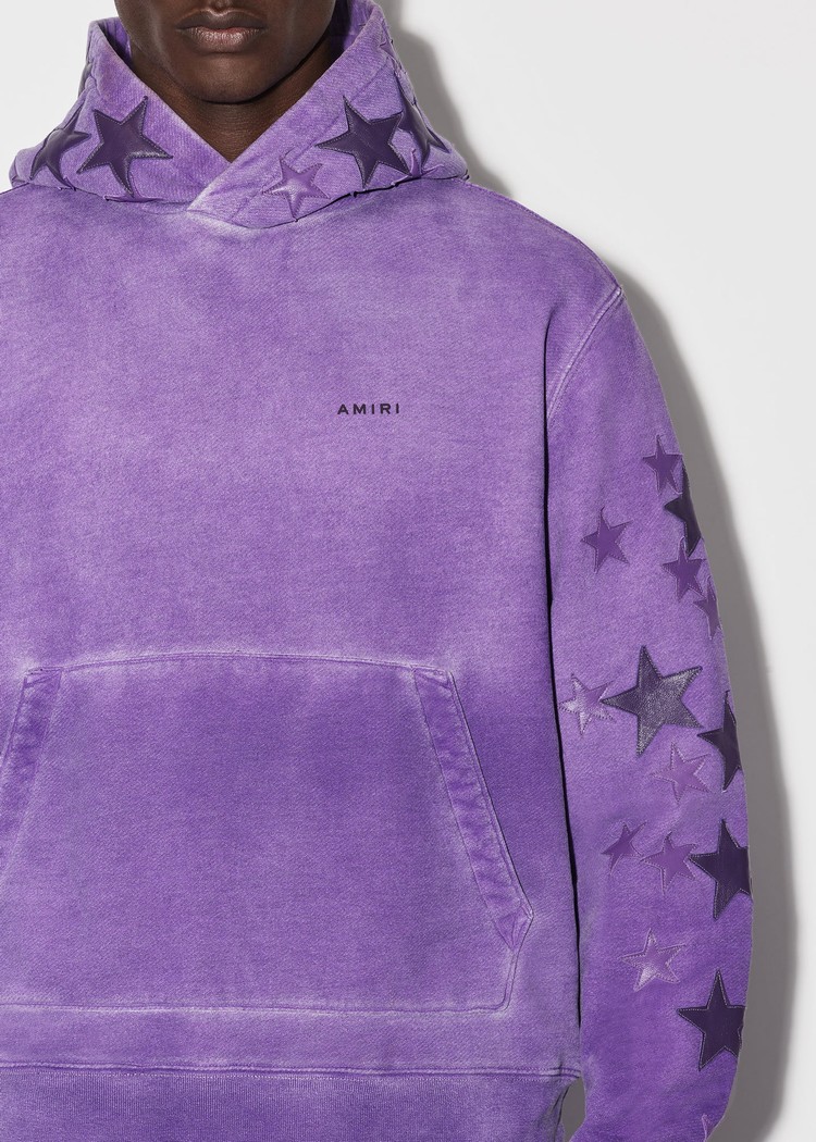 Amiri Pigment Spray Star Hoodie Herr Lila | 97350-QVDO