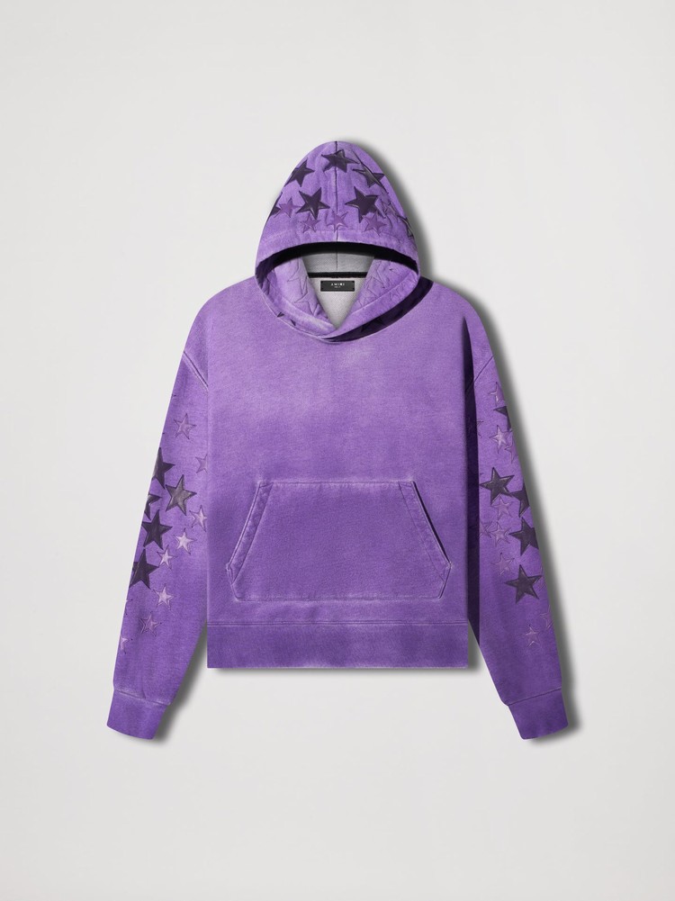 Amiri Pigment Spray Star Hoodie Herr Lila | 97350-QVDO