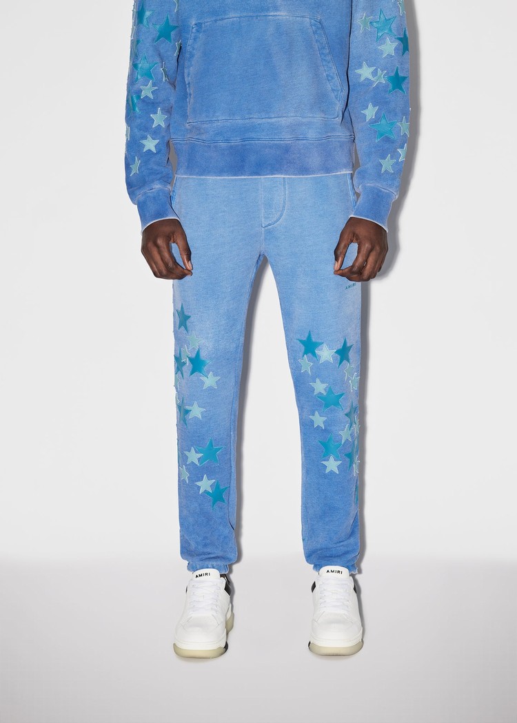 Amiri Pigment Spray Star Sweatpants Herr Blå | 85041-DJKW