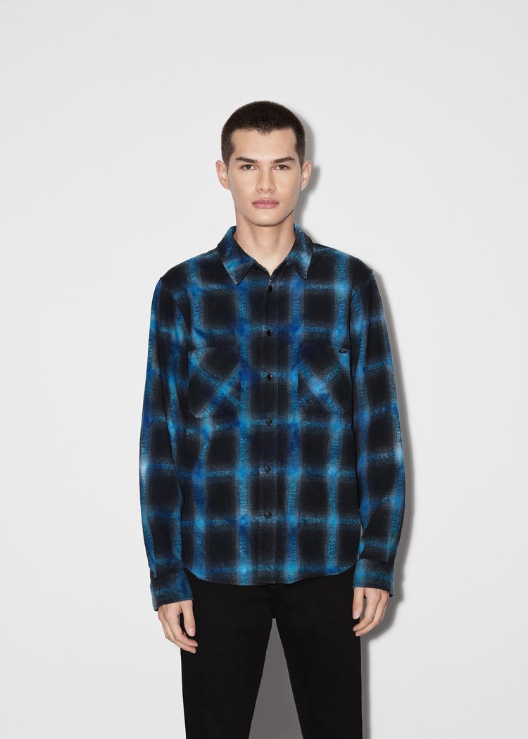 Amiri Plaid Skjorta Herr Blå | 42680-YVRA