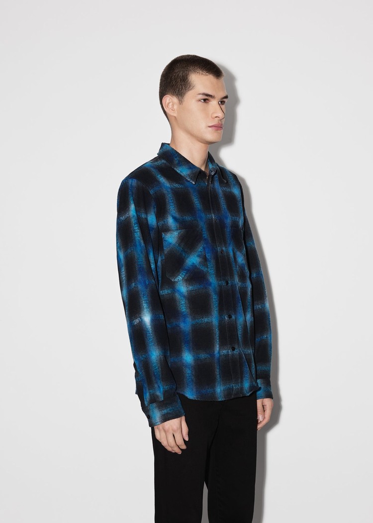 Amiri Plaid Skjorta Herr Blå | 42680-YVRA