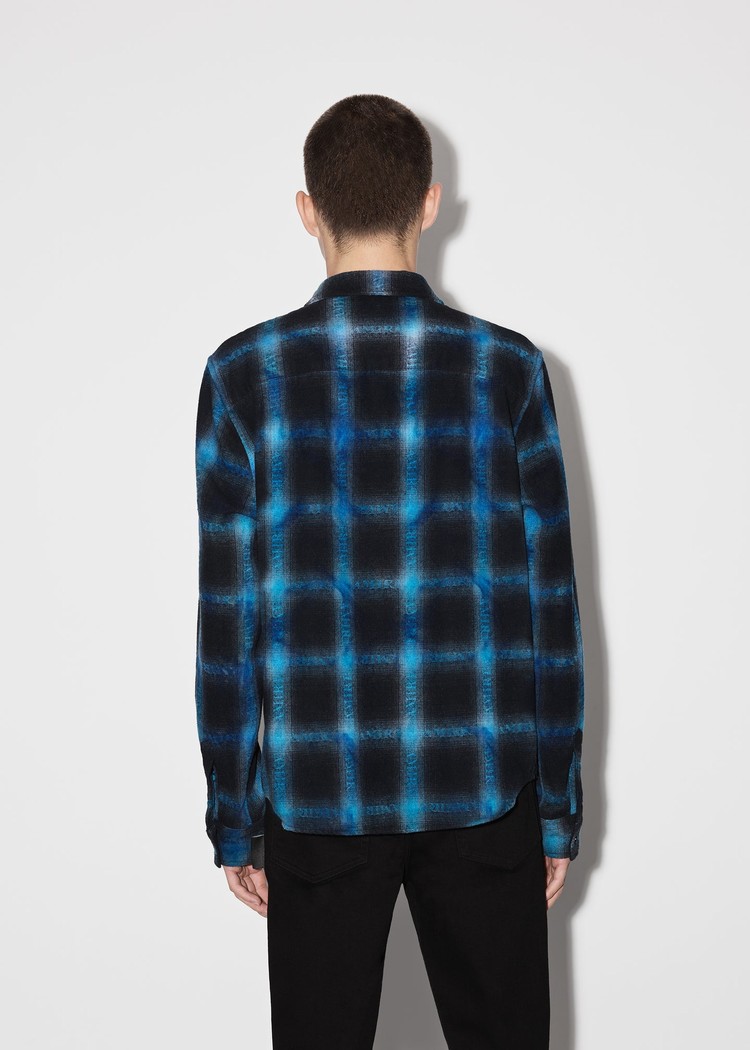 Amiri Plaid Skjorta Herr Blå | 42680-YVRA