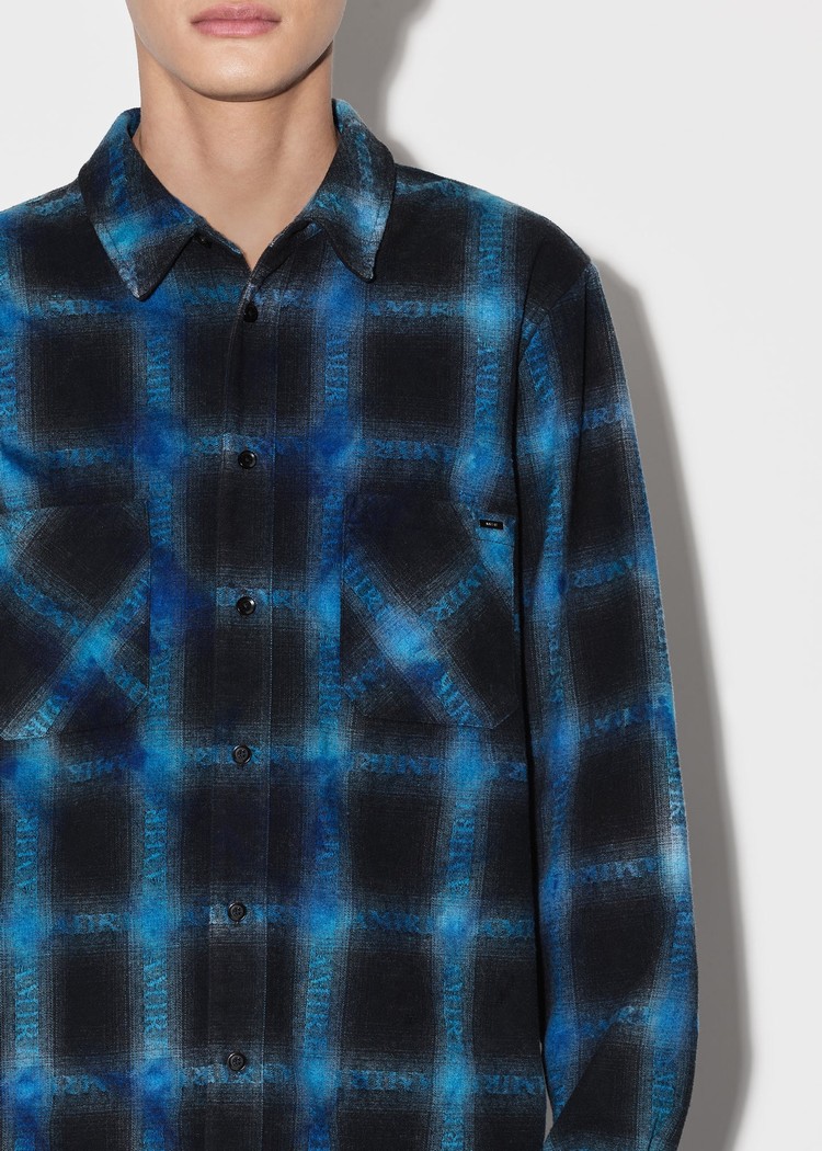 Amiri Plaid Skjorta Herr Blå | 42680-YVRA