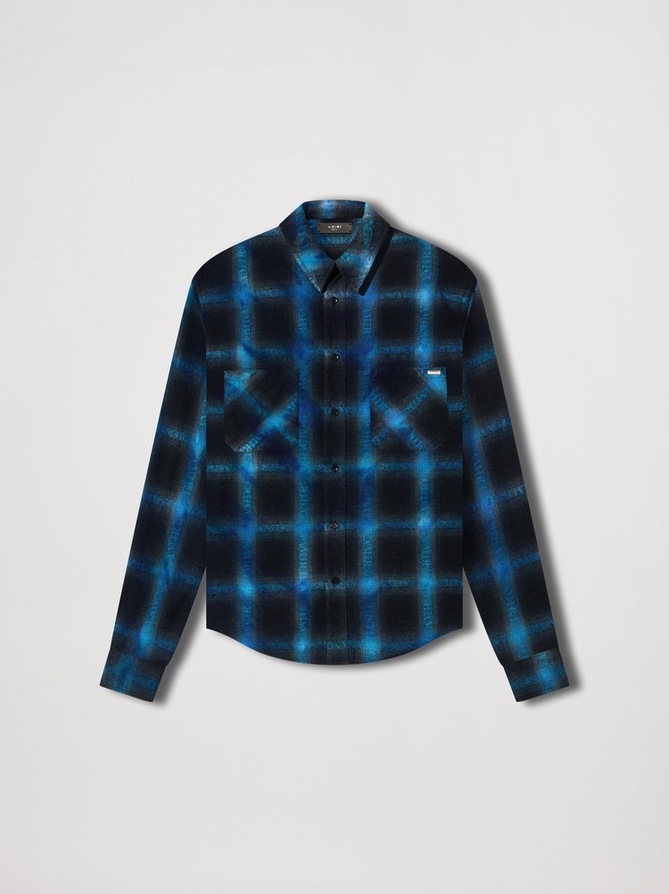 Amiri Plaid Skjorta Herr Blå | 42680-YVRA