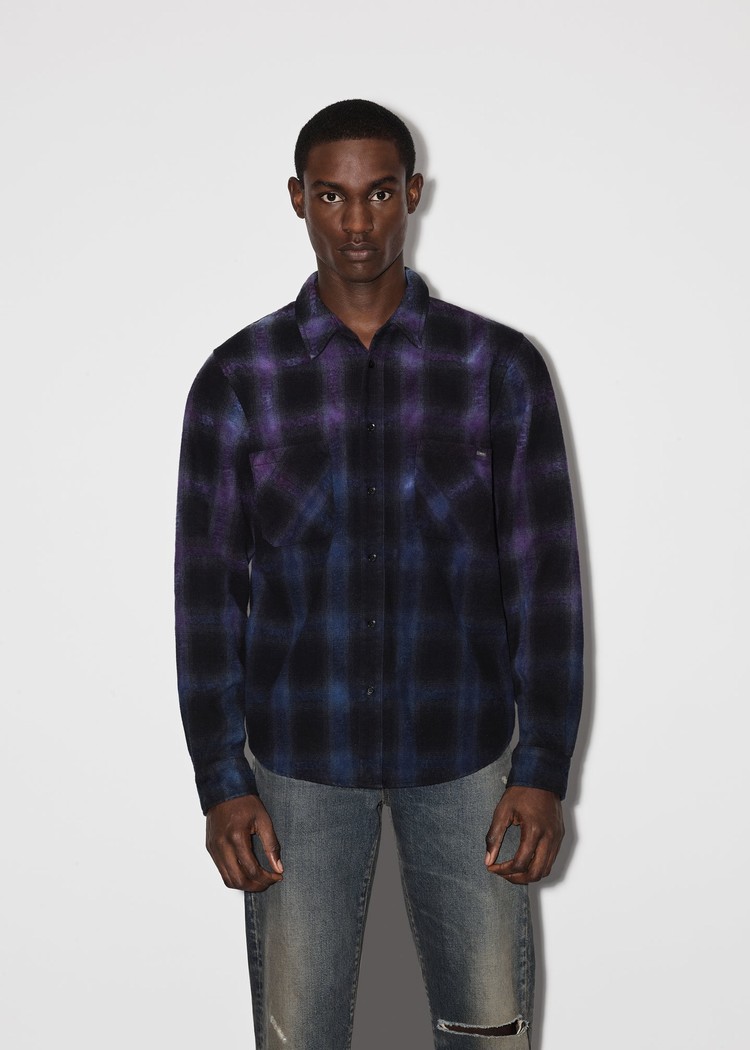 Amiri Plaid Skjorta Herr Lila | 79614-YCMD