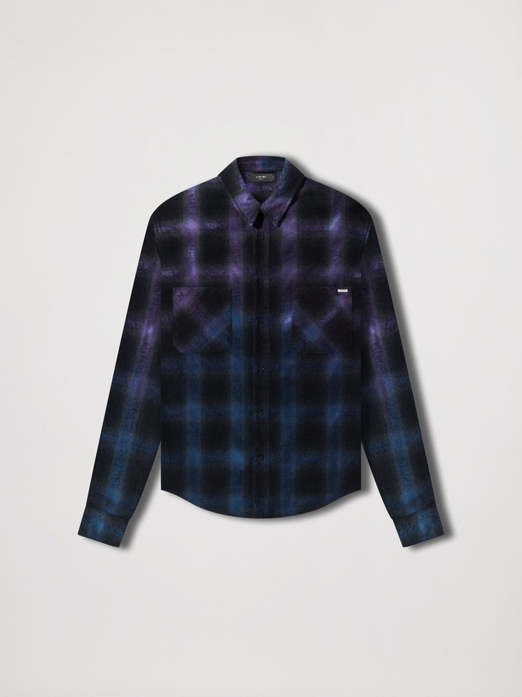 Amiri Plaid Skjorta Herr Lila | 79614-YCMD