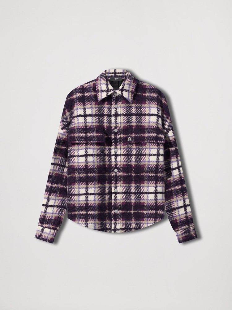 Amiri Plaid Skjorta Herr Lila Vita | 86925-GHNT