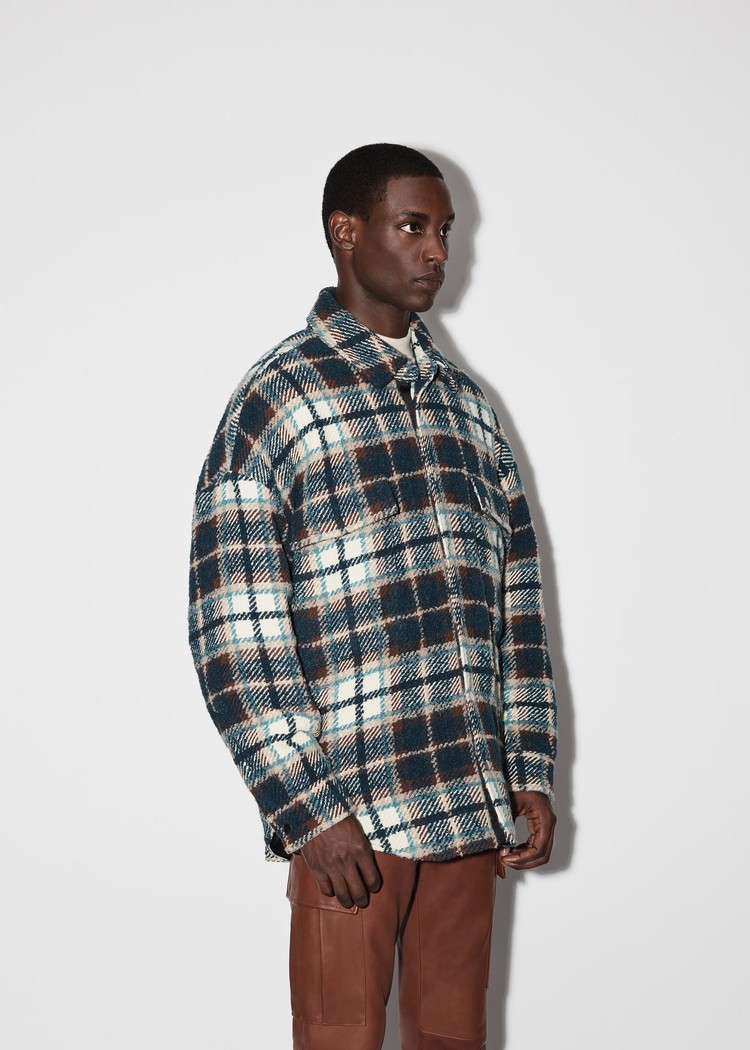 Amiri Plaid Skjorta Herr Turkos Vita | 52306-CXUF