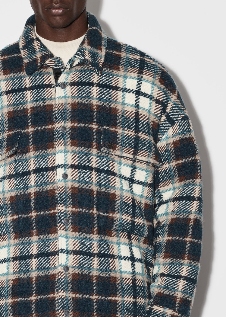 Amiri Plaid Skjorta Herr Turkos Vita | 52306-CXUF