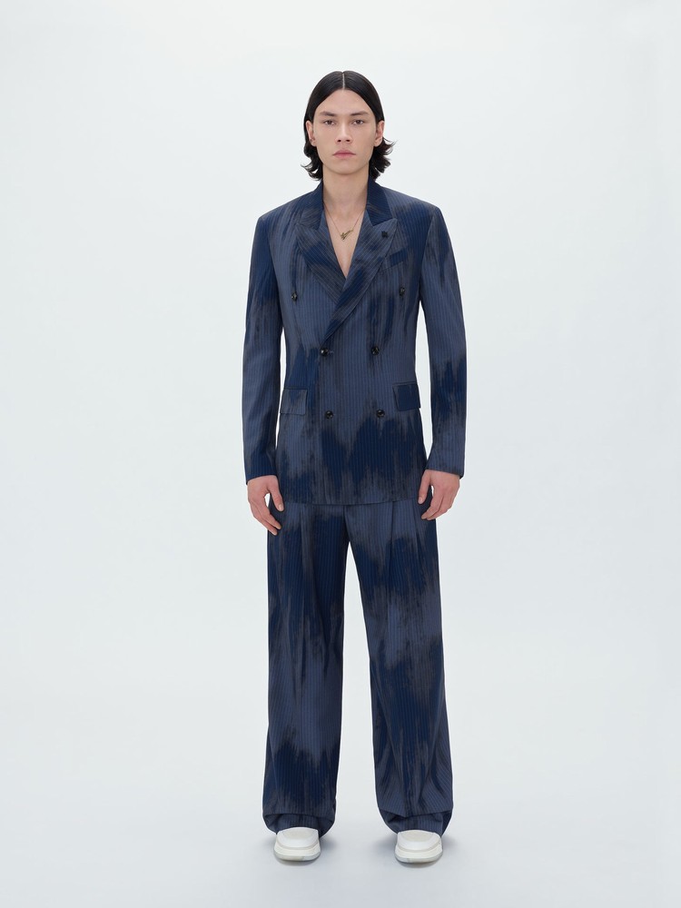 Amiri Relaxed Double Button Pinstripe Kostymer Herr Blå | 03427-UZPJ