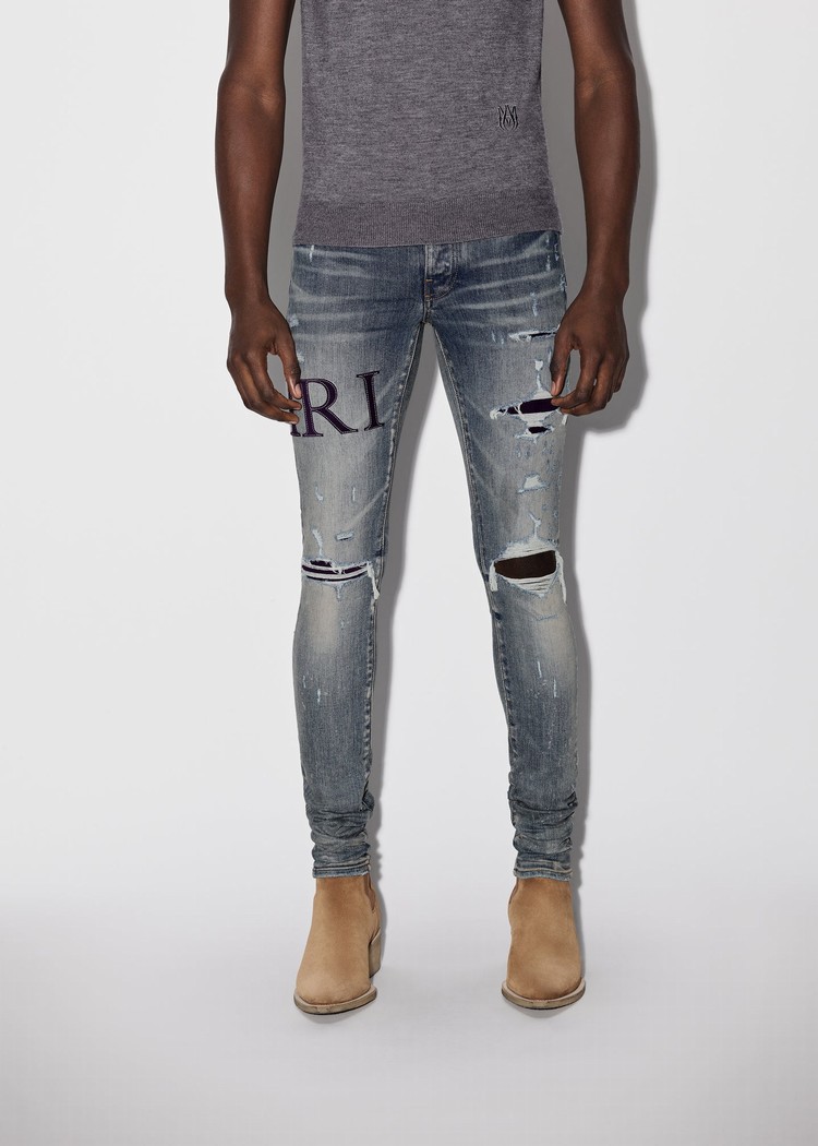 Amiri Serif Logo Jeans Herr Indigo | 31280-CJFQ